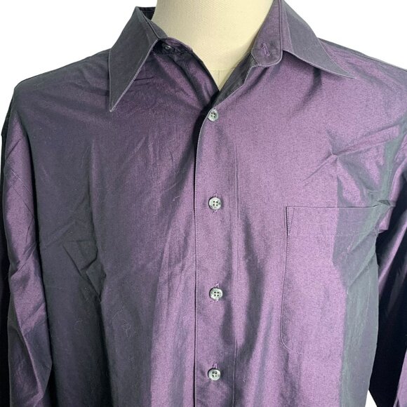 J. Ferrar Mens Purple Button-Up Long Sleeve Shirt Size 16 Cotton Blend - Picture 2 of 6